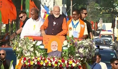 पुदुच्चेरी में पीएम मोदी का मेगा रोडशो