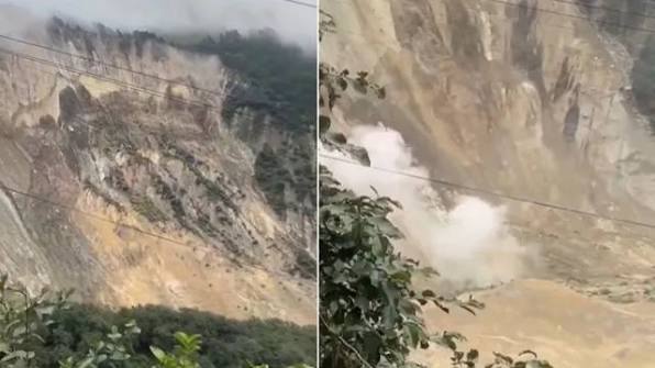 नेपाल में कुछ ही सेकंड में ढहा पहाड़, बाग्लुंग भूस्खलन में बह गए कई घर